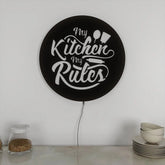 High-Quality 'My Kitchen My Rules' Backlit Wall Decor for Kitchen Decor